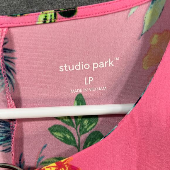 Studio Park x Jane Treacy Petite Tropical Hardware Dress Pink Tropical Size LP - Picture 3 of 9